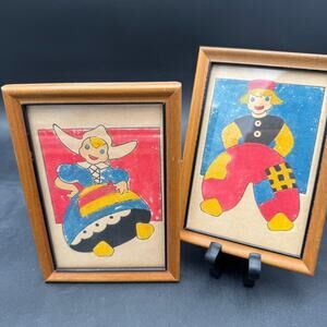 Vintage Dutch Couple Sand Art Framed 7" x 5"